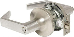 Yale - Entrance Lever Lockset - 2-3/4" Back Set, Steel, Brushed Chrome Finish - Exact Tool & Supply