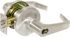 Falcon - Storeroom Lever Lockset - 2-3/4" Back Set, Steel, Brushed Chrome Finish - Exact Tool & Supply