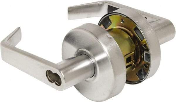Arrow Lock - Entry Lever Lockset - 2-3/4" Back Set, Steel, Brushed Chrome Finish - Exact Tool & Supply