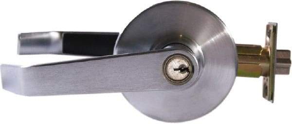Arrow Lock - Entry Lever Lockset - 2-3/4" Back Set, Steel, Brushed Chrome Finish - Exact Tool & Supply