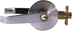 Arrow Lock - Entry Lever Lockset - 2-3/4" Back Set, Steel, Brushed Chrome Finish - Exact Tool & Supply
