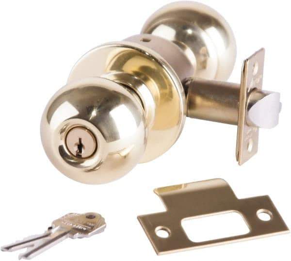 Arrow Lock - Entrance Lever Lockset - 2-3/4" Back Set, Steel, Bright Brass Finish - Exact Tool & Supply