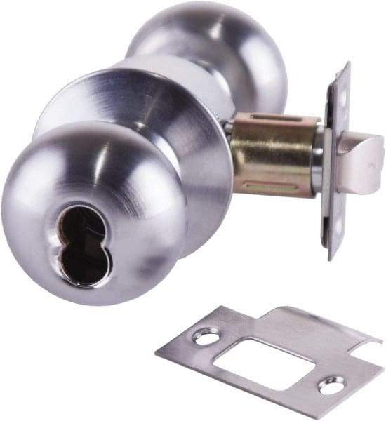 Arrow Lock - Entrance Lever Lockset - 2-3/4" Back Set, Steel, Brushed Chrome Finish - Exact Tool & Supply