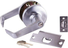 Arrow Lock - Storeroom Lever Lockset - 2-3/4" Back Set, Steel, Brushed Chrome Finish - Exact Tool & Supply