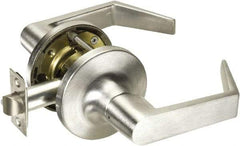 Yale - Privacy Lever Lockset - 2-3/4" Back Set, Steel, Brushed Chrome Finish - Exact Tool & Supply