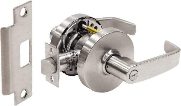Sargent - Privacy Lever Lockset - 2-3/4" Back Set, Steel, Brushed Chrome Finish - Exact Tool & Supply