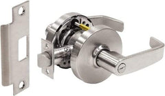 Sargent - Privacy Lever Lockset - 2-3/4" Back Set, Steel, Brushed Chrome Finish - Exact Tool & Supply