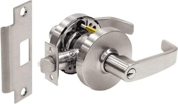 Sargent - Classroom Lever Lockset - 2-3/4" Back Set, Steel, Brushed Chrome Finish - Exact Tool & Supply
