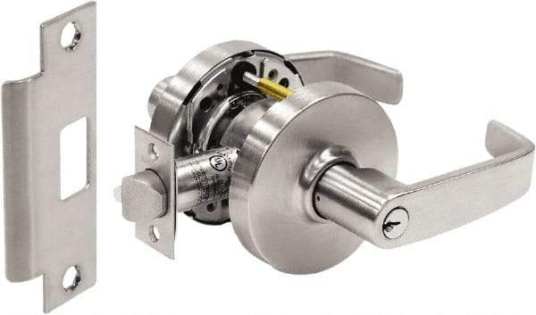 Sargent - Storeroom Lever Lockset - 2-3/4" Back Set, Steel, Brushed Chrome Finish - Exact Tool & Supply