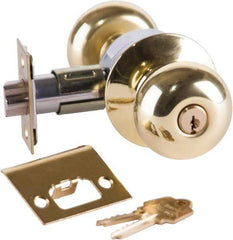 Arrow Lock - Entrance Lever Lockset - 2-3/4" Back Set, Steel, Bright Brass Finish - Exact Tool & Supply
