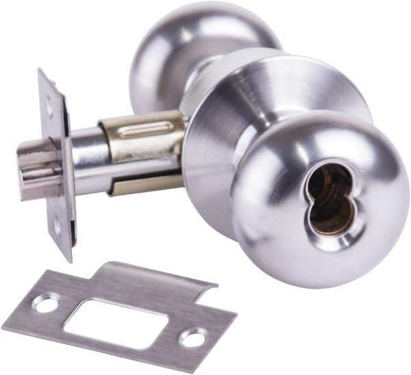 Arrow Lock - Entrance Lever Lockset - 2-3/4" Back Set, Steel, Brushed Chrome Finish - Exact Tool & Supply
