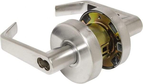 Arrow Lock - Entry Lever Lockset - 2-3/4" Back Set, Steel, Brushed Chrome Finish - Exact Tool & Supply