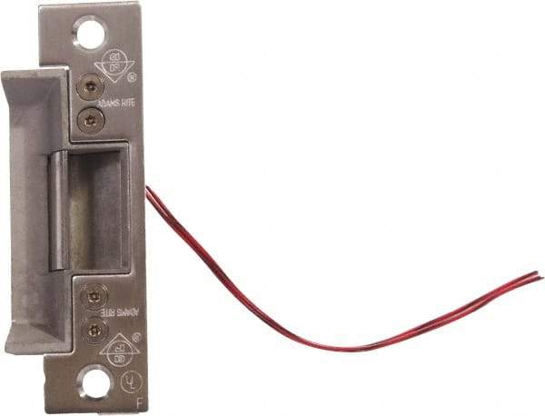 Adams Rite - 1.63" Long x 1" Wide, Satin Stainless Steel Finish, Electric Door Strike - 12 Volt, DC Power, Zinc Alloy - Exact Tool & Supply