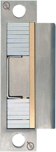 Securitron - 4.88" Long x 1-1/4" Wide, Stainless Steel Finish, Electric Door Strike - 12 VDC, Corded Power, Zinc Alloy - Exact Tool & Supply