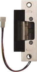 Rutherford - 4.88" Long x 1-1/4" Wide, Satin Stainless Steel Finish, Electric Door Strike - Field Selectable 12 or 24 VDC & 12-24 VAC, Corded Power, Zinc Alloy - Exact Tool & Supply