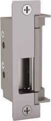 Hes - 4.88" Long x 1-3/4" Wide, Satin Stainless Steel Finish, Electric Door Strike - 12/24 VDC, VAC/VDC Power, Zinc Alloy - Exact Tool & Supply