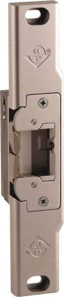 Adams Rite - 3.38" Long x 1" Wide, Clear Anodized Finish, Electric Door Strike - Field Selectable 12, 16, or 24 VAC/DC, AC/DC Power, Zinc Alloy - Exact Tool & Supply