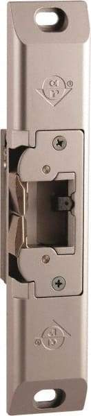 Adams Rite - 3.38" Long x 1" Wide, Clear Anodized Finish, Electric Door Strike - Field Selectable 12, 16, or 24 VAC/DC, AC/DC Power, Zinc Alloy - Exact Tool & Supply