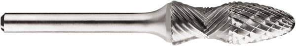 SGS Pro - 1/2" Cut Diam, 1/4" Shank Diam, Cylinder Head Double Cut Burr - Carbide, Flat End, 1" LOC, 1" OAL - Exact Tool & Supply