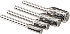 SGS Pro - 5/16" Cut Diam, 1/4" Shank Diam, Cylinder Head Double Cut Burr - Carbide, Flat End, 3/4" LOC, 3/4" OAL - Exact Tool & Supply