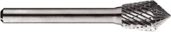 SGS Pro - 1/2" Cut Diam, 1/4" Shank Diam, Inverted Cone Head Double Cut Burr - Carbide, Point End, 3/4" LOC, 3/4" OAL - Exact Tool & Supply