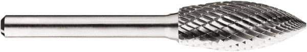 SGS Pro - 1/2" Cut Diam, 1/4" Shank Diam, Tree Head Double Cut Burr - Carbide, Point End, 1-1/4" LOC, 1-1/4" OAL - Exact Tool & Supply