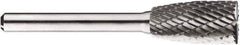 SGS Pro - 1/2" Cut Diam, 1/4" Shank Diam, Cylinder with End Cut Head Double Cut Burr - Carbide, End Cut End, 1" LOC, 1" OAL - Exact Tool & Supply