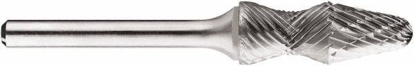 SGS Pro - 1/2" Cut Diam, 1/4" Shank Diam, Taper Head Double Cut Burr - Carbide, Radius End, 1-1/4" LOC, 1-1/4" OAL - Exact Tool & Supply