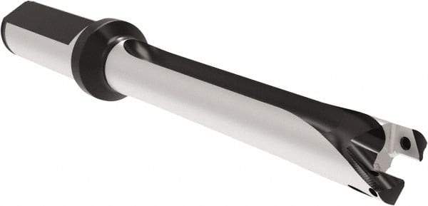 Allied Machine and Engineering - Series 17, 17 to 17.99mm Diam, 3/4" Diam Straight Shank with Flange, Straight Flute Spade Drill - 7.0827" Max Depth, 10-13/32" OAL, Long Length, Through Coolant - Exact Tool & Supply