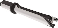 Allied Machine and Engineering - Series 17, 17 to 17.99mm Diam, 3/4" Diam Straight Shank with Flange, Straight Flute Spade Drill - 7.0827" Max Depth, 10-13/32" OAL, Long Length, Through Coolant - Exact Tool & Supply