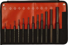 Mayhew - 12 Piece, 1/16 to 1/2", Pin Punch Set - Hex Shank, Steel, Comes in Kit Bag - Exact Tool & Supply