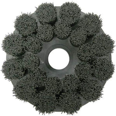 Weiler - 6" 120 Grit Ceramic Crimped Disc Brush - Fine Grade, Drive Arbor Connector, 1-1/2" Trim Length, 1-1/4" Arbor Hole - Exact Tool & Supply