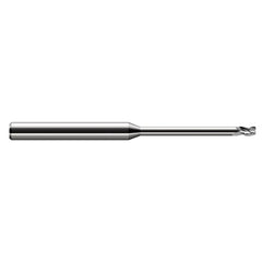 Miniature End Mills - Long Reach, Stub Flute - 0.1250″ (1/8″) Cutter Diameter × 0.0050″ Radius × 0.1870″ (3/16″) Length of Cut × 1.0000″ (1″) Reach Carbide Corner Radius End Mill, 3 Flutes - Exact Tool & Supply