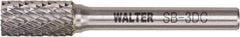 WALTER Surface Technologies - 3/8" Cut Diam, 1/4" Shank Diam, Cylinder Head Double Cut Burr - Tungsten Carbide, 3/4" LOC, 3-3/4" OAL - Exact Tool & Supply