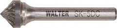 WALTER Surface Technologies - 1/2" Cut Diam, 1/4" Shank Diam, Cone Head Double Cut Burr - Tungsten Carbide, 1/4" LOC, 4-1/4" OAL - Exact Tool & Supply