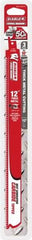 Freud - 12" Long x 1" Thick, Carbide Reciprocating Saw Blade - Straight Profile, 8 TPI, Toothed Edge, Tang Shank - Exact Tool & Supply