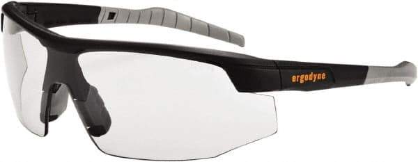 Ergodyne - Indoor/Outdoor Lenses, Framed Safety Glasses - Anti-Fog, Scratch Resistant, Matte Black Nylon Frame, Size Universal, Wrap Around - Exact Tool & Supply