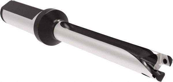 Allied Machine and Engineering - Series 11, 11 to 11.99mm Diam, 5/8" Diam Straight Shank with Flange, Straight Flute Spade Drill - 4-23/32" Max Depth, 5.76" Body Length, 7-23/32" OAL, Long Length, Through Coolant - Exact Tool & Supply