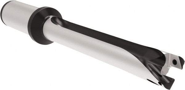 Allied Machine and Engineering - Series 20, 20 to 21.99mm Diam, 25mm Diam Straight Shank with Flange, Straight Flute Spade Drill - 219.9mm Max Depth, 312.8mm OAL, Long Length, Through Coolant - Exact Tool & Supply