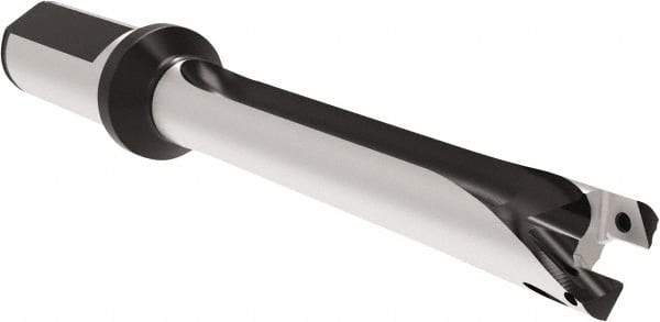 Allied Machine and Engineering - Series 20, 20 to 21.99mm Diam, 1" Diam Straight Shank with Flange, Straight Flute Spade Drill - 8-21/32" Max Depth, 12.4" OAL, Long Length, Through Coolant - Exact Tool & Supply