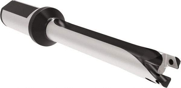 Allied Machine and Engineering - Series 18, 18 to 19.99mm Diam, 25mm Diam Straight Shank with Flange, Straight Flute Spade Drill - 139.9mm Max Depth, 232.8mm OAL, Standard Length, Through Coolant - Exact Tool & Supply