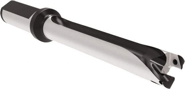 Allied Machine and Engineering - Series 17, 17 to 17.99mm Diam, 20mm Diam Straight Shank with Flange, Straight Flute Spade Drill - 179.9mm Max Depth, 262.8mm OAL, Long Length, Through Coolant - Exact Tool & Supply