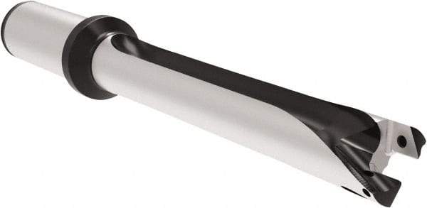 Allied Machine and Engineering - Series 22, 22 to 23.99mm Diam, 25mm Diam Straight Shank with Flange, Straight Flute Spade Drill - 239.9mm Max Depth, 332.2mm OAL, Long Length, Through Coolant - Exact Tool & Supply