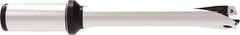 Allied Machine and Engineering - Series 22, 22 to 23.99mm Diam, 1" Diam Straight Shank with Flange, Straight Flute Spade Drill - 4-23/32" Max Depth, 8-7/16" OAL, Standard Length, Through Coolant - Exact Tool & Supply