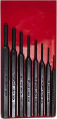 Mayhew - 8 Piece, 1/16 to 5/16", Pro Pin Punch Kit - Round Shank, Steel, Comes in Pouch - Exact Tool & Supply
