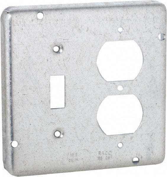 Hubbell-Raco - Electrical Outlet Box Steel Cover - Includes Mounting Hardware - Exact Tool & Supply