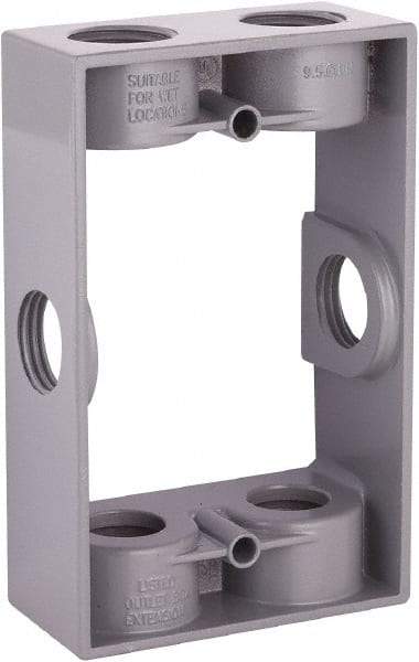 Hubbell-Raco - 1 Gang, (6) 1/2" Knockouts, Aluminum Rectangle Device Box - 4-9/16" Overall Height x 1.344" Overall Depth, Weather Resistant - Exact Tool & Supply