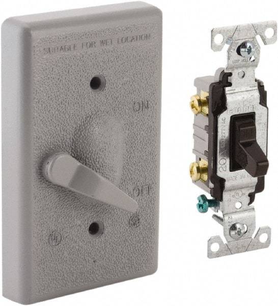 Hubbell-Raco - 1 Outlet, Powder Coat Finish, Rectangle Weather Resistant Box Cover - 0.859" Long x 2.828" Wide x 4.609" High, Wet Location, Aluminum, CSA Certified & UL Listed - Exact Tool & Supply