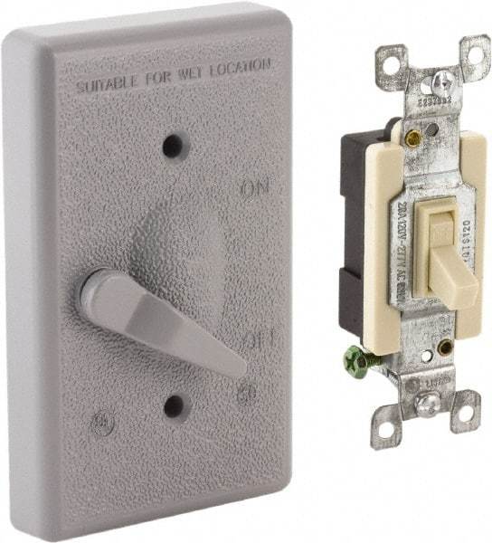 Hubbell-Raco - 1 Outlet, Powder Coat Finish, Rectangle Weather Resistant Box Cover - 0.859" Long x 2.828" Wide x 4.609" High, Wet Location, Aluminum, CSA Certified & UL Listed - Exact Tool & Supply