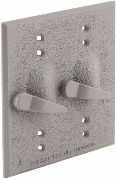 Hubbell-Raco - 2 Outlet, Powder Coat Finish, Rectangle Weather Resistant Box Cover - 0.859" Long x 4-17/32" Wide x 4-17/32" High, Wet Location, Aluminum, CSA Certified & UL Listed - Exact Tool & Supply